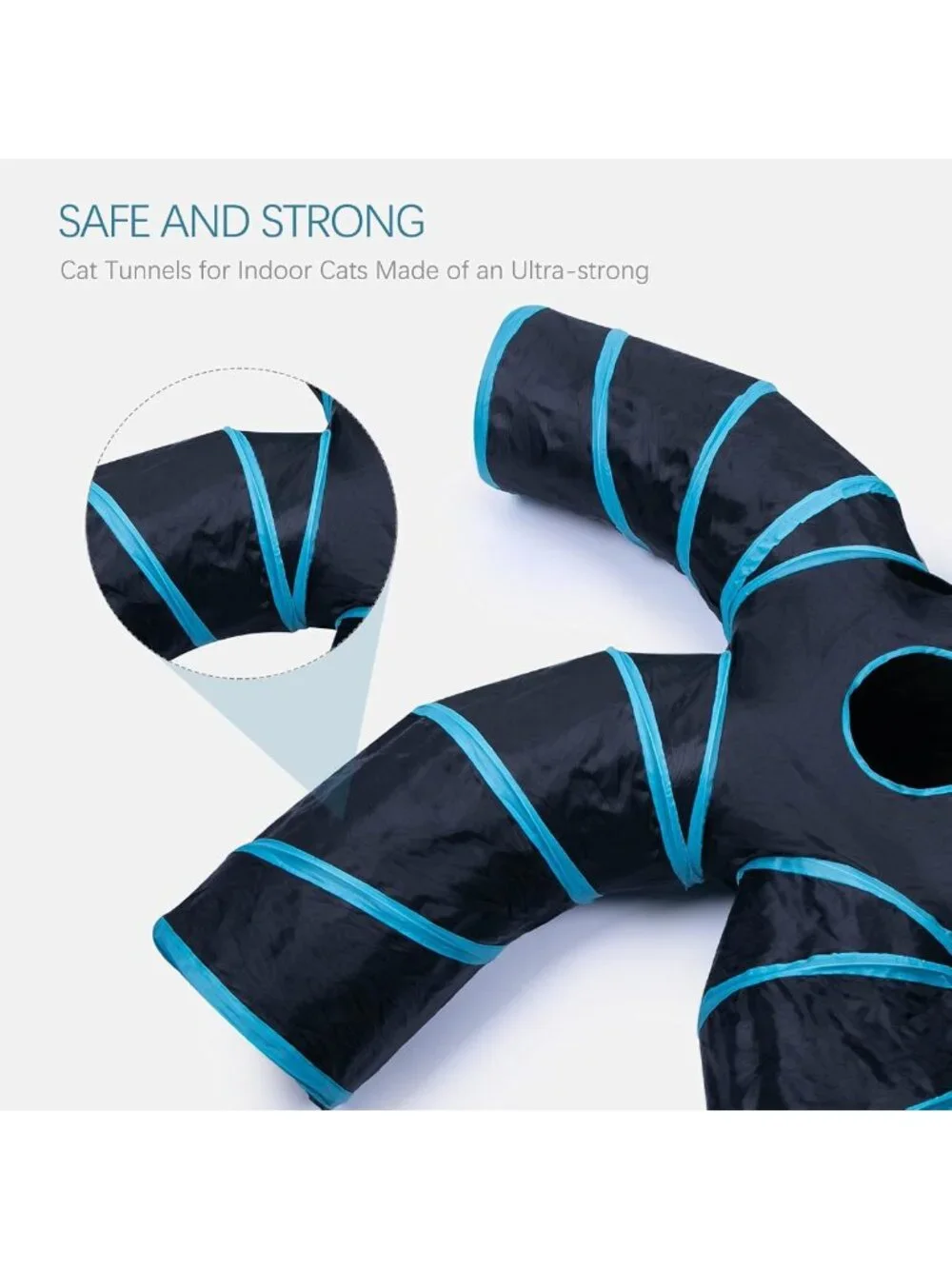 Large 5-Way Cat Tunnel with Play Ball - Collapsible Interactive Pet Tube for